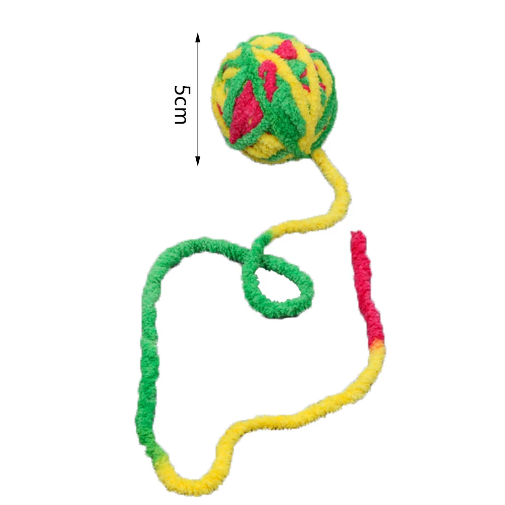 Nontoxic Gifts Play Fun Teaser Woolen Yarn Easy Clean Toy Ball Eco-friendly Fuzzy Pet Cat Colorful Long Tail Interactive