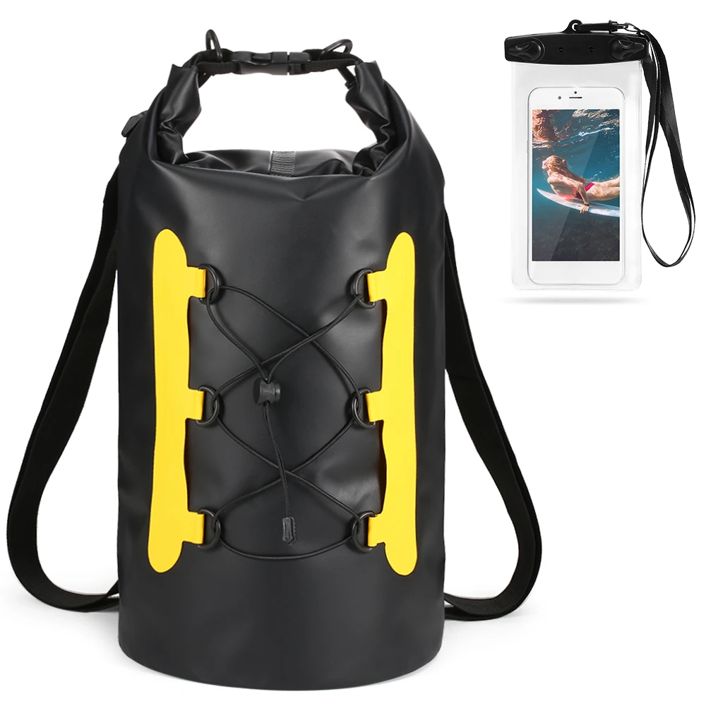 

15L Waterproof Outdoor Backpack Dry Bag with Phone Case Bag Roll Top Dry Sack For Boating Fishing Surfing Swimming Rafting