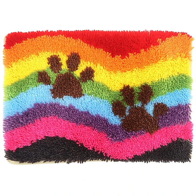 DIY Latch Hook Rug Kits Crochet Needlework Crafts with Basic Tool for Kids  Adult - Rainbow 