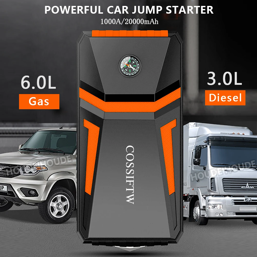 PROD 1005002605140038 COSSITFW Jump Starter Portable Mini Power Bank
1000A 20000mAh Car Vans Bus Power Back On Device Powerful Booster
5V/16V Output