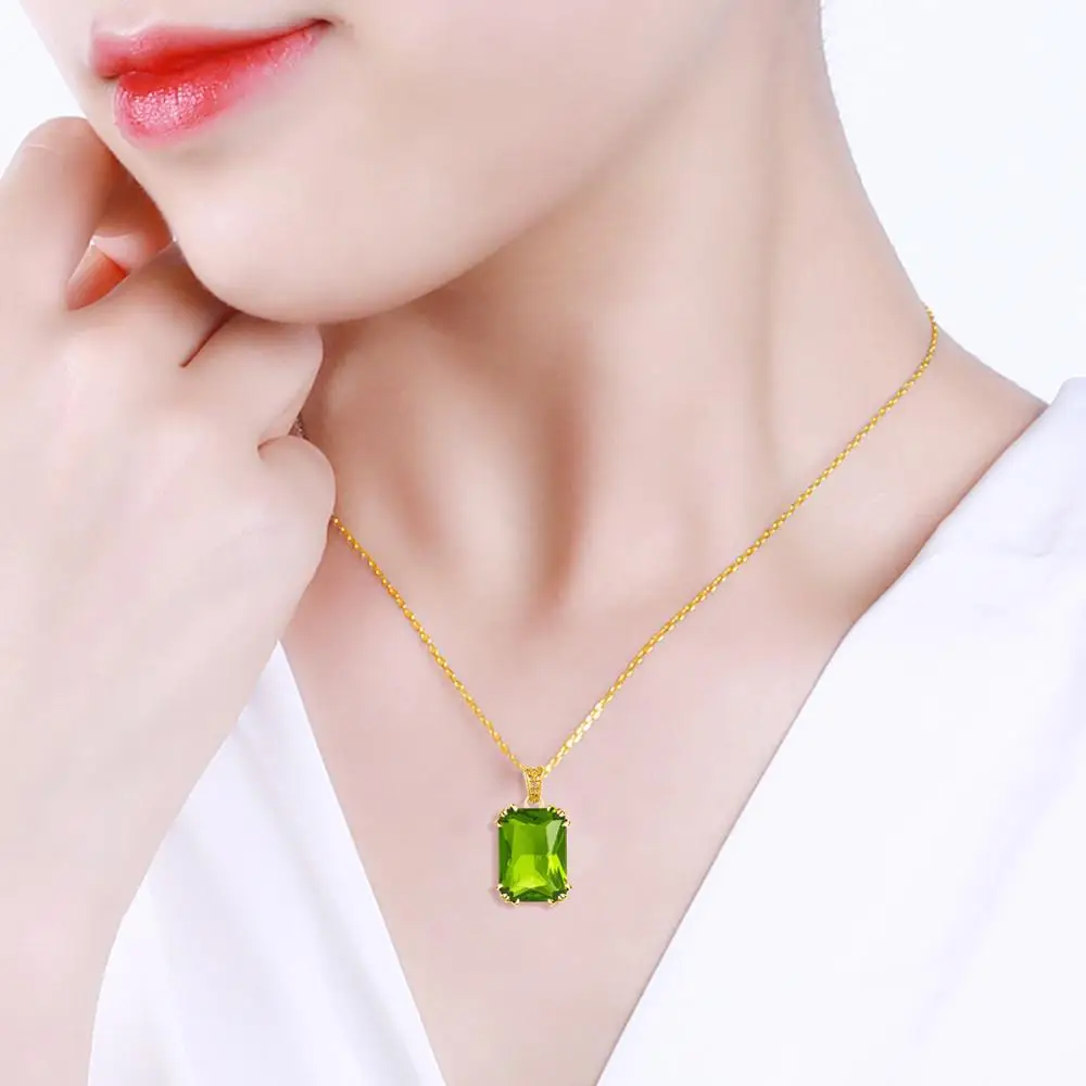 14k Gold Peridot Gemstone Pendant 