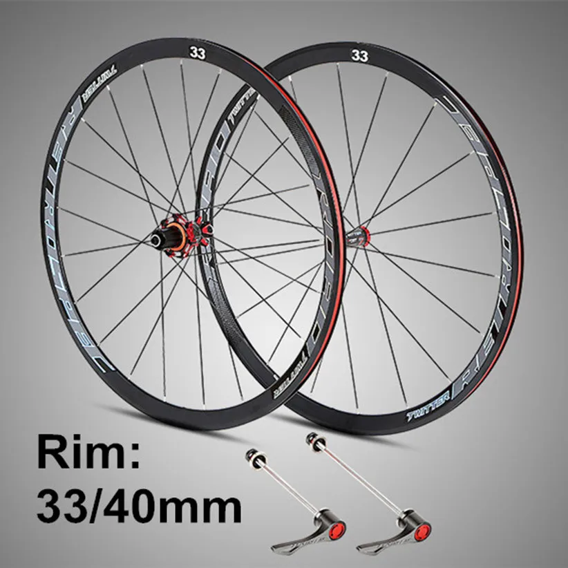 700C дорожный велосипед сверхлегкие колеса карбоновый волоконный концентратор Алюминиевый сплав 4 герметичные подшипники 33/40 мм ободья красочное колесо с наклейками набор