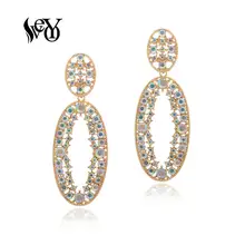 VEYO Rhinestone Висячие серьги для женщин модные ZA Полые 3 цвета серьги новые оптом