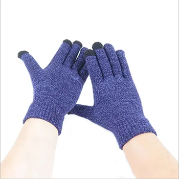 

1Pair Men Thicken Knitted Gloves For Phone Screen Male Winter Autumn Warm Wool Cashmere Solid Gloves Men Mitten Business Gloves