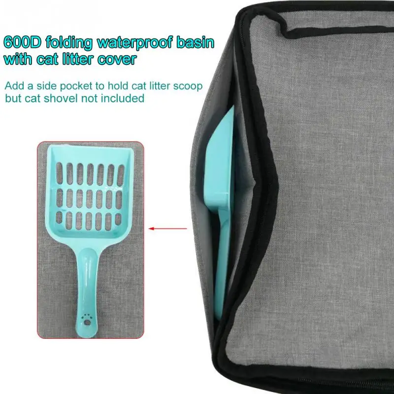 Caja de arena portátil para gatos, accesorio de limpieza plegable, impermeable, tela Oxford, accesorios para mascotas, suave, con cubierta, fácil de limpiar, baño y hogar