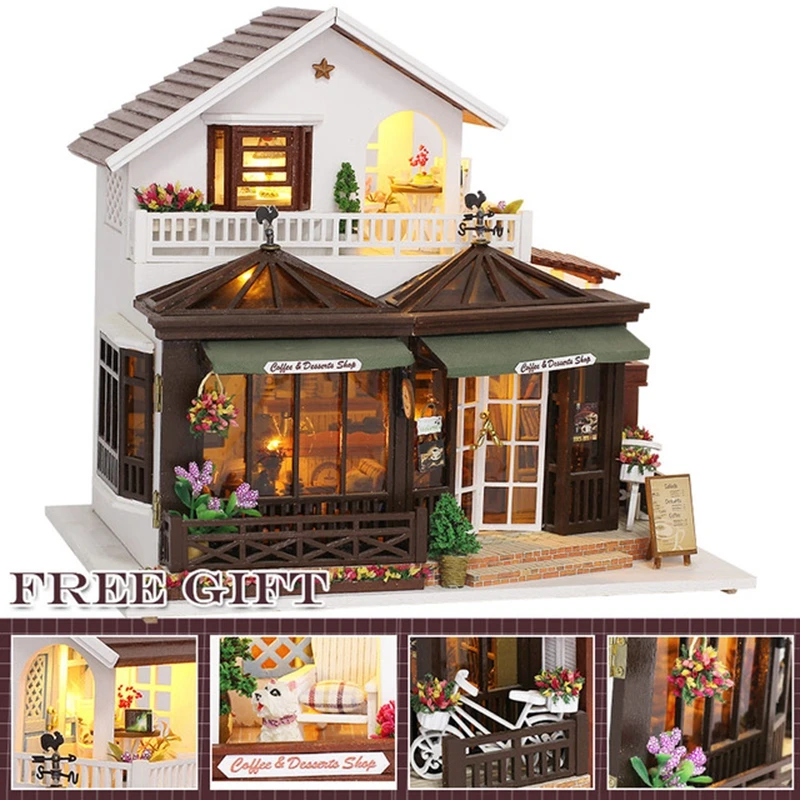 Doll House Furniture Diy Miniature Dust Cover 3D Wooden Miniaturas Dollhouse Toys for Children Birthday CHRISTMAS Gifts casa K36 - Цвет: K21A