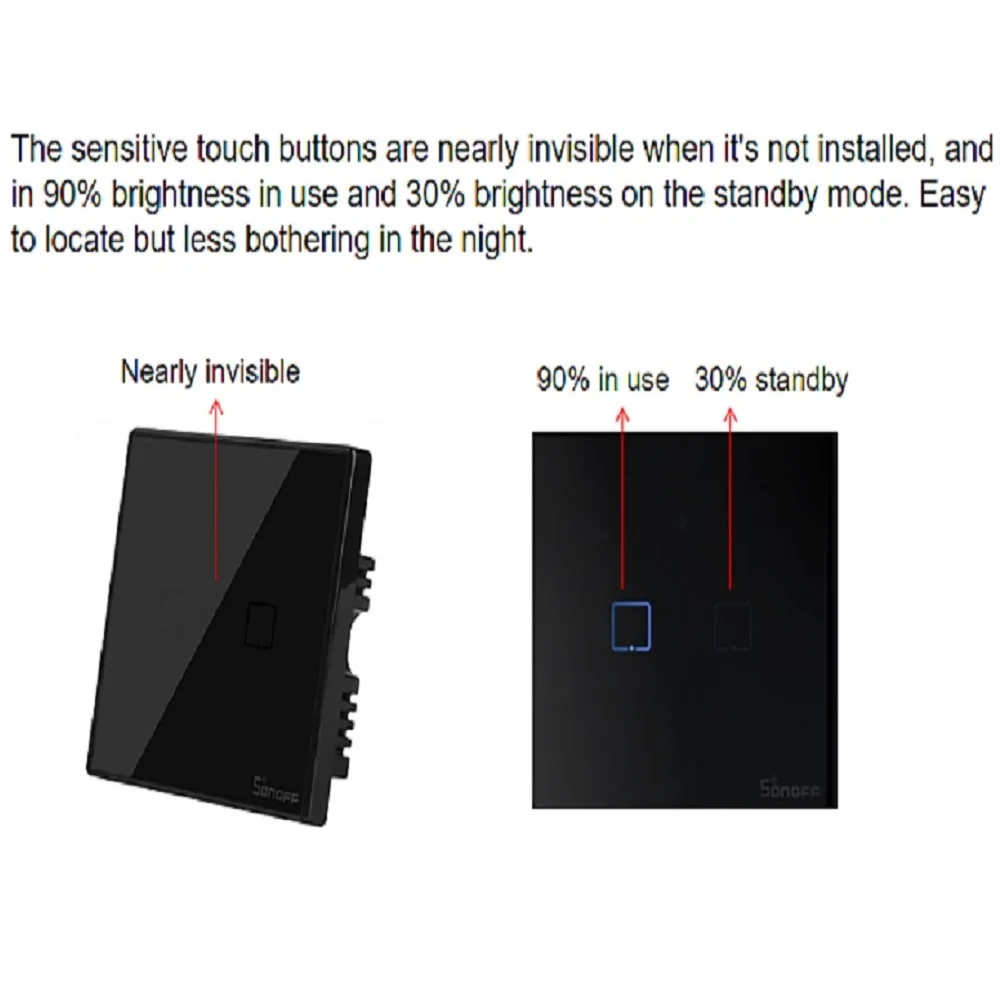 Интеллектуальный выключатель света SONOFF TX T2/T3 США черный 1/2/3 RF 433 МГц RF пульт Управление Беспроводной Wi-Fi Сенсорный настенный выключатель света Умный Панель Google Home Alexa