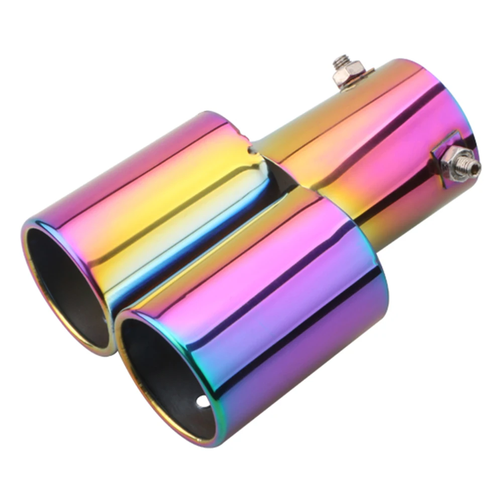 Dual Outlet Car Exhaust Tip Bolt-on Straight Cut Stainless Steel Tailpipe 2.5 inch ID Inlet Auto Muffler Silencer | Автомобили и