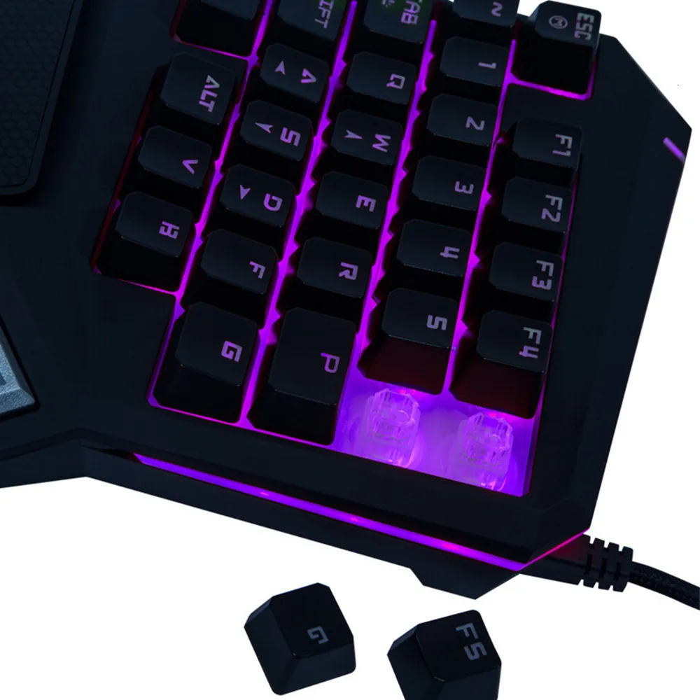  Delux T9 Pro Wired One Hand Mini Gaming Keyboard RGB Backlit Ergonomic 29 Keys Professional Gamer K