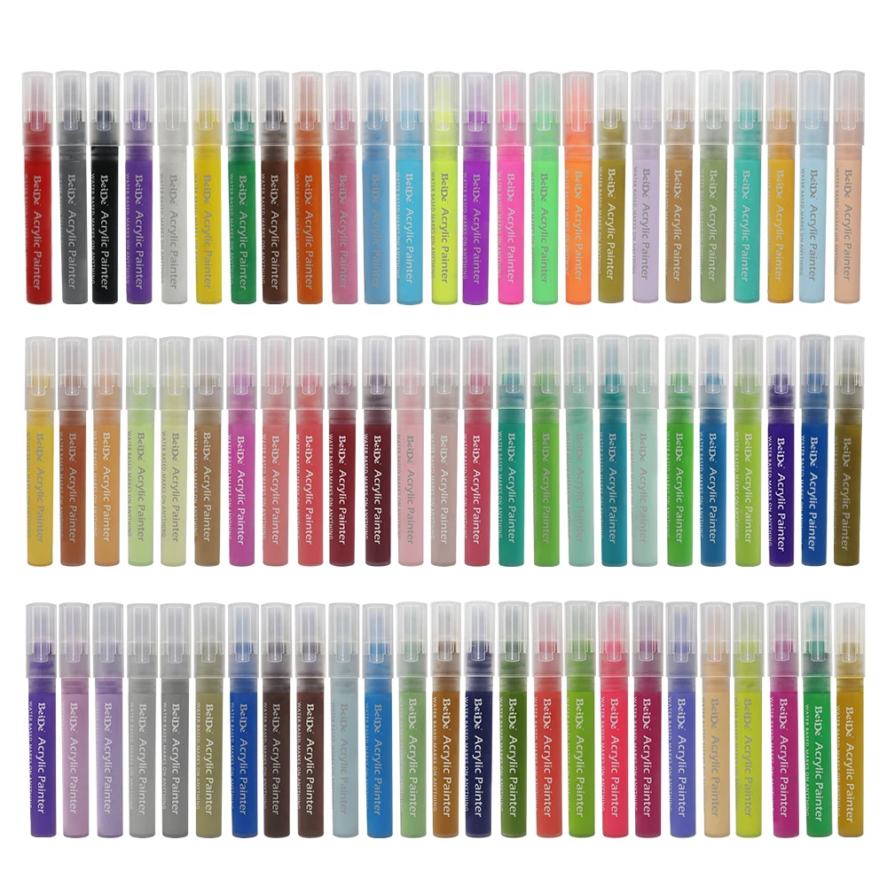 56 Colors Acrylic Paint Pens Water Resistant Paint Markers  for Rock Painting, Stone, Glass, Metal and Ceramic DIY Art 170cm oil painting linen medium coarse thread linen acrylic painting mixed linen water resistant coated linen 2 meters