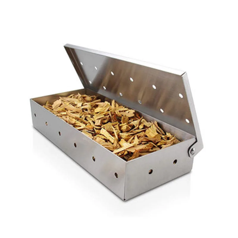 

Wood Chips BBQ Smoker Box for Indoor Outdoor Charcoal Gas Barbecue Grill Meat Infused Smoke Flavor Accessories Smoker Box
