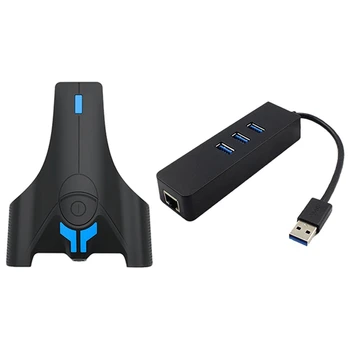 

1pcs Keyboard and Mouse Adapter with 3.5Mm Mic & 1pcs 3 Ports Usb 3.0 Hub Gigabit Ethernet Lan Rj45 Network Adapter
