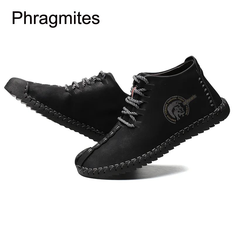 Phragmites/черные теплые зимние мужские ботинки; высокое качество; удобные Botas Mujer; Новое поступление; Модные ботильоны; Зимняя мужская обувь из искусственной кожи