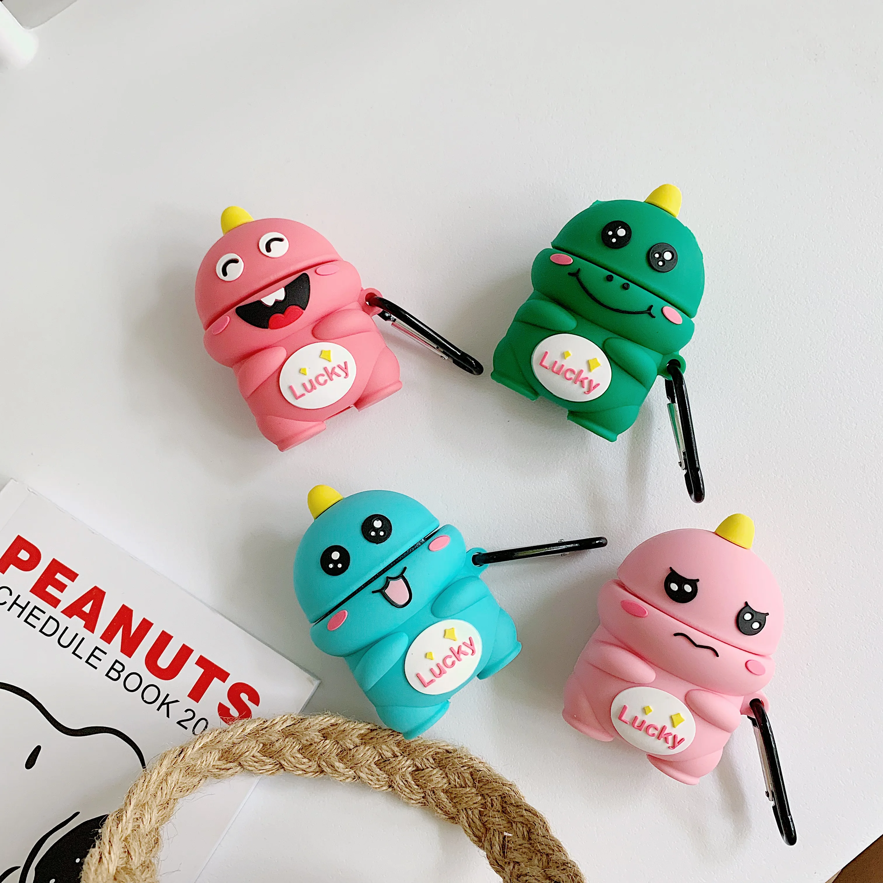 

Cartoon cute dinosaur 3D Headphone protector for airpods case for Apple Wireless Bluetooth Headset Protector with pendant