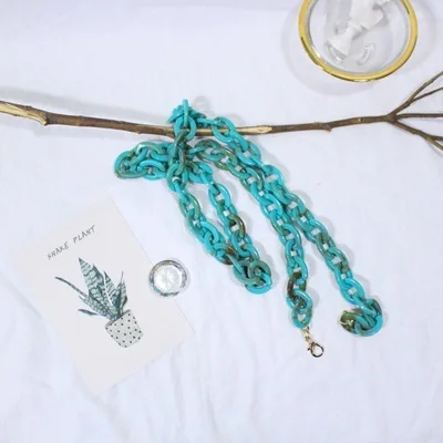 Acrylic Retro Bag With DIY Leopard Color Thick Chain Resin Vintage Portable Accessories Bag High Quality Chain Shoulder Strap