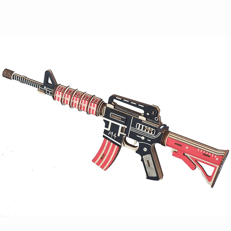 3D головоломка деревянные игрушки Minitary M4 оружие пистолет сборка модель Руководство DIY Обучающие деревянные игрушки для детей P100