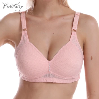 

PariFairy Dot Lace Wireless Bra for B C Cup Plus Size 80 85 90 95 100 Full Cup Beading Underwear Sexy Sleepy Lingerie Femme Bras