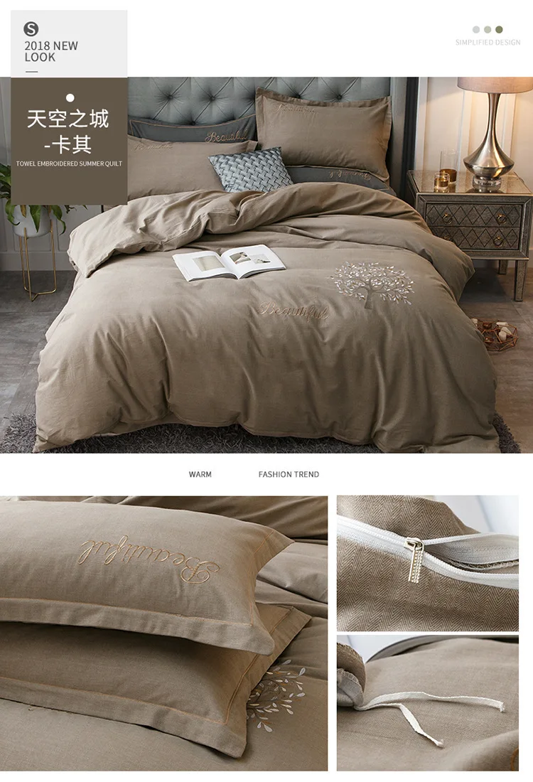ANNAs Good Stuff 100%Cotton Activity Ecology Sanding.Bedding Set Stripe Lattice Quilt Cover Queen King Size Bedding Article Blue