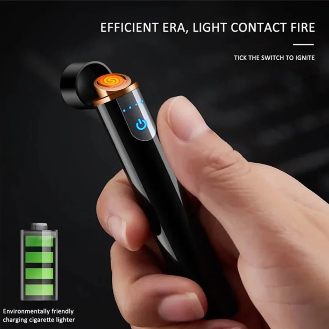 Encendedor eléctrico de cigarrillos con pantalla de alimentación recargable por USB, sensor táctil, tungsteno, Mini a prueba de viento|Mecheros| - AliExpress