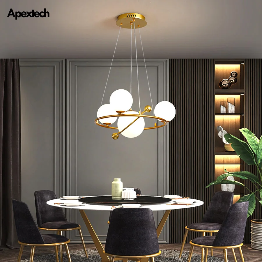 Creative Planet Pendant Light Circular Glass Ball Ceiling Hanging Living Room Lighting Fixture Dining Lamp | Лампы и освещение
