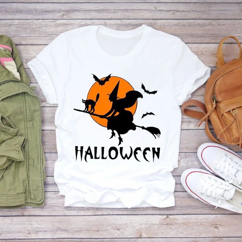 Женская футболка с коротким рукавом принтом ведьмы 90 х|Футболки| |