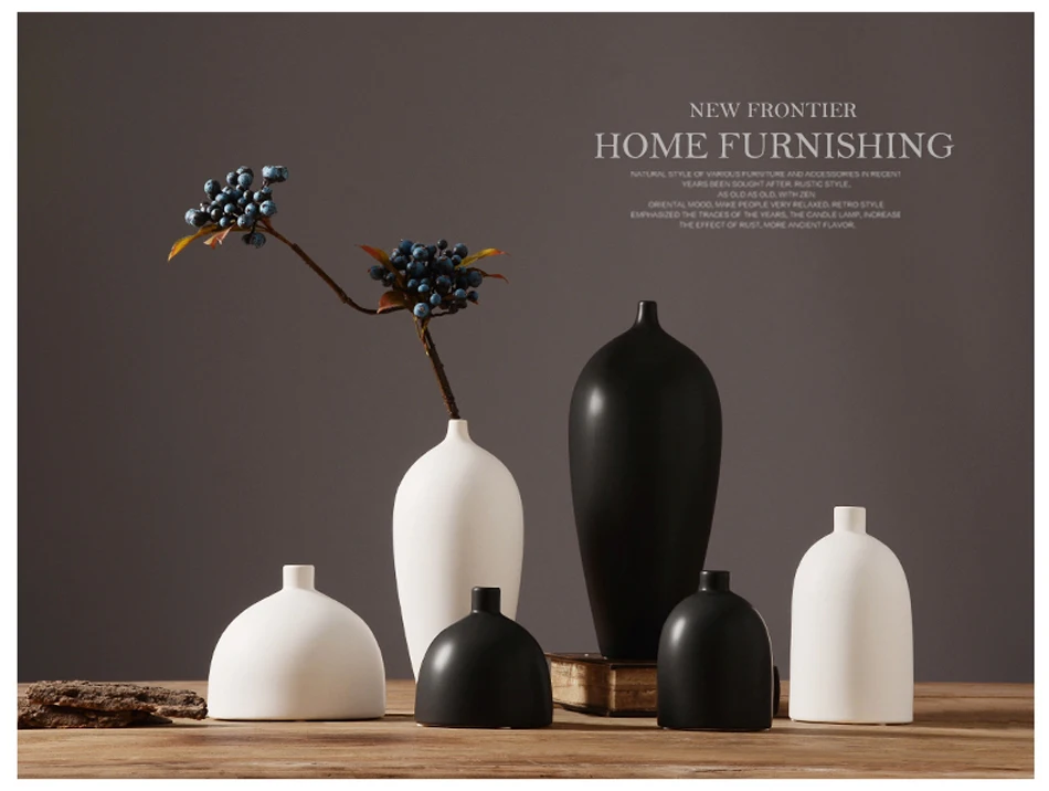 Классическая черная/белая керамическая ваза, креативная настольная Маленькая ваза, сушеная емкость для цветов, украшение дома, Современная Текстура вазы