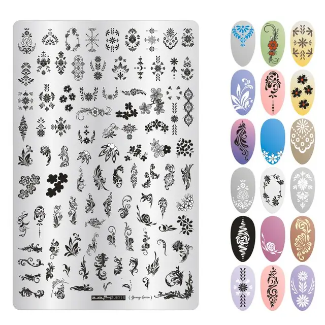 Big Size 9.5*14.5cm Nail Stamping Plates Flower/geometric shaped nail art template for DIY nail art decoration plate tools PLUS16