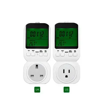 

OOTDTY Digital Thermostat Timer Switch Socket UK/US Plug Multifunction Power Meter Power Socket Electrical Outlet