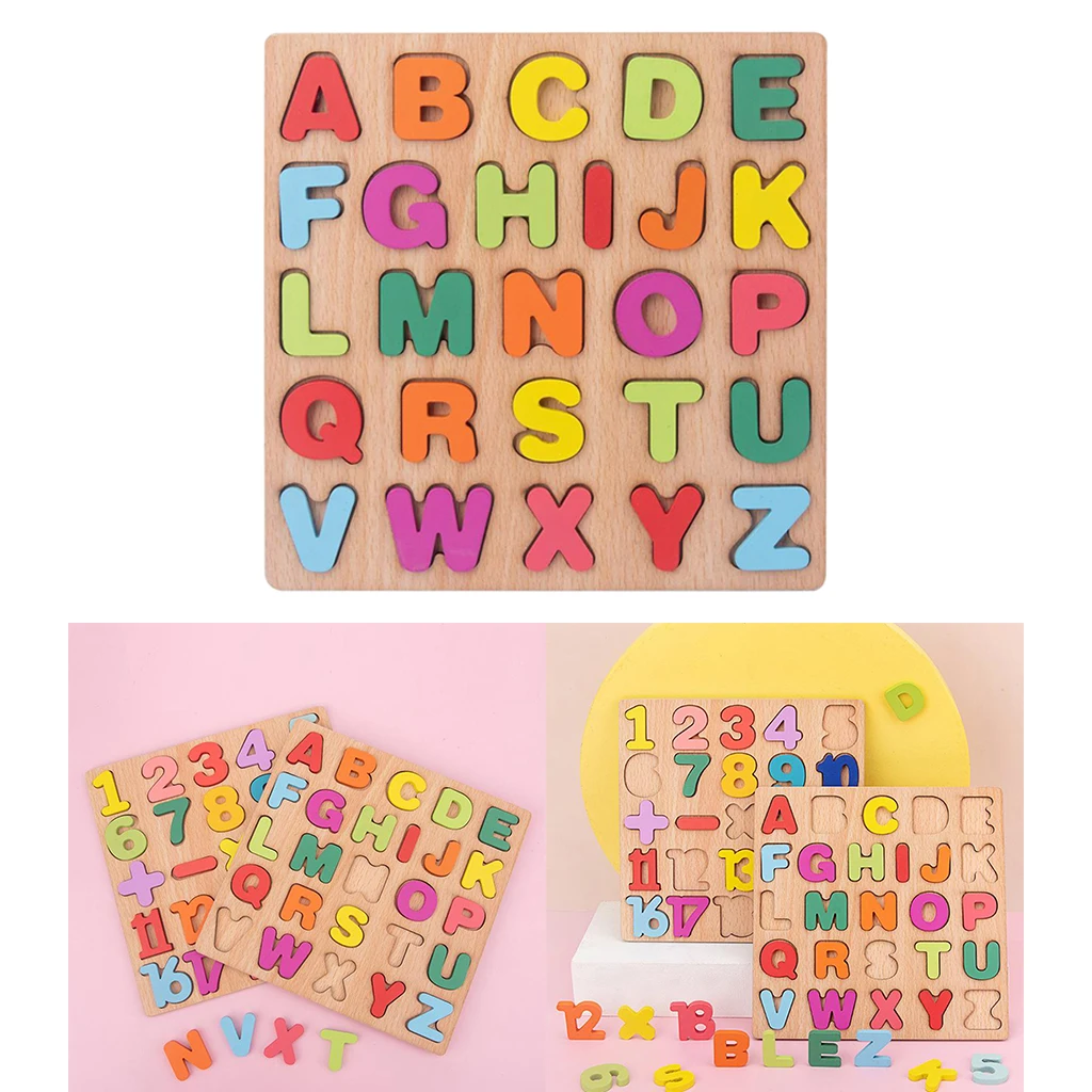 Montessori Wooden Blocks Puzzle Board Set Educational Toys ABC Alphabet Letter Preschool Montessori Wooden Toy Kids Gift 2
