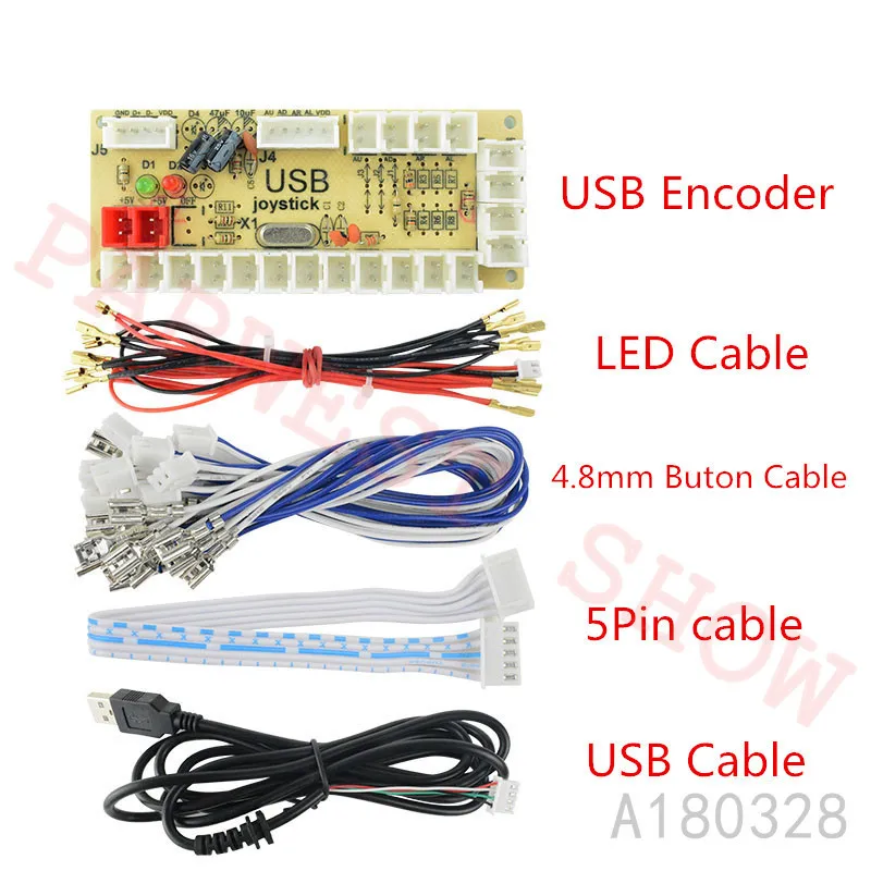 1 плеер USB светодиодный кодировщик для ПК игры 8 позиционный Джойстик контроллер + хромированный светодиодный кнопки с подсветкой для