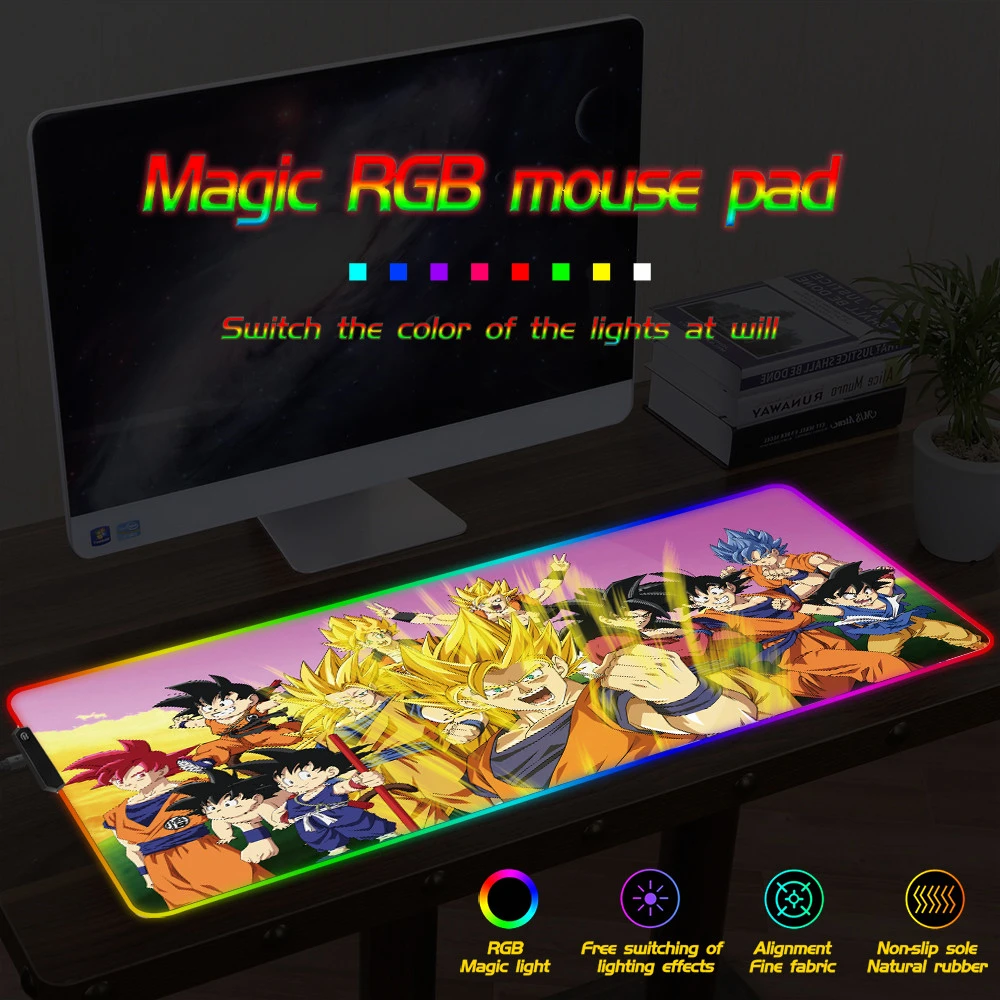 Fffas Magic Mouse Pad Tujuh Warna LED Lock Edge Populer Jepang Gambar Kartun Notebook Komputer PC Keyboard Dan Mouse Mat Mouse Pads AliExpress