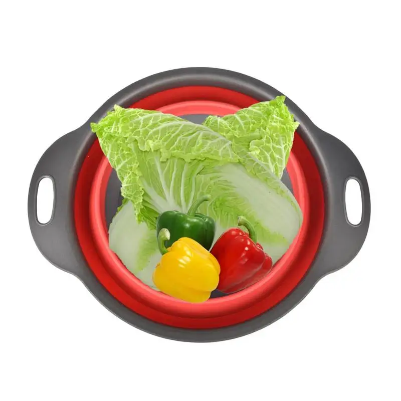 Silicone Collapsible Drain Basket Filter Creative Folding Vegetable Fruit Storage Basket Kitchen Multifunctional Storage Tool