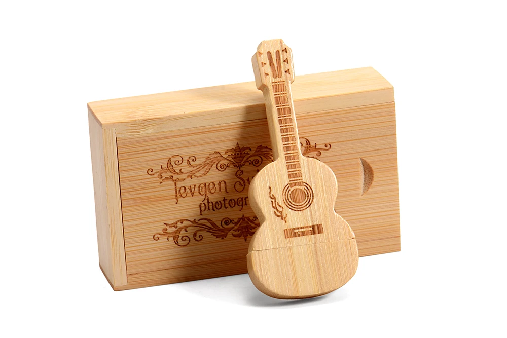 jaster guitarra usb flash drive caixa de madeira vara da memória presentes de casamento criativos pendrive logotipo personalizado livre