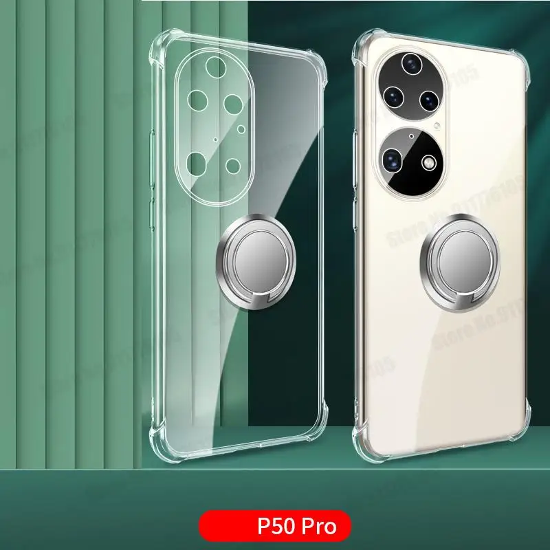 화웨이 P50 프로 렌즈 보호 투명 소프트 케이스, 화웨이 P40 프로 플러스 P30 P20 프로 메이트 40 30 링 스탠드 투명 커버