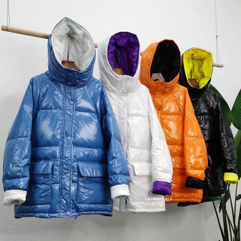 2020 90% White Duck Down Jacket Winter Bright Coat