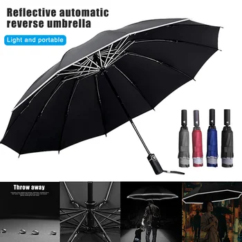 

Newly Automatic Umbrella Reverse Folding Business Umbrellas Windproof Portable Rain&Sun Umbrella BN99