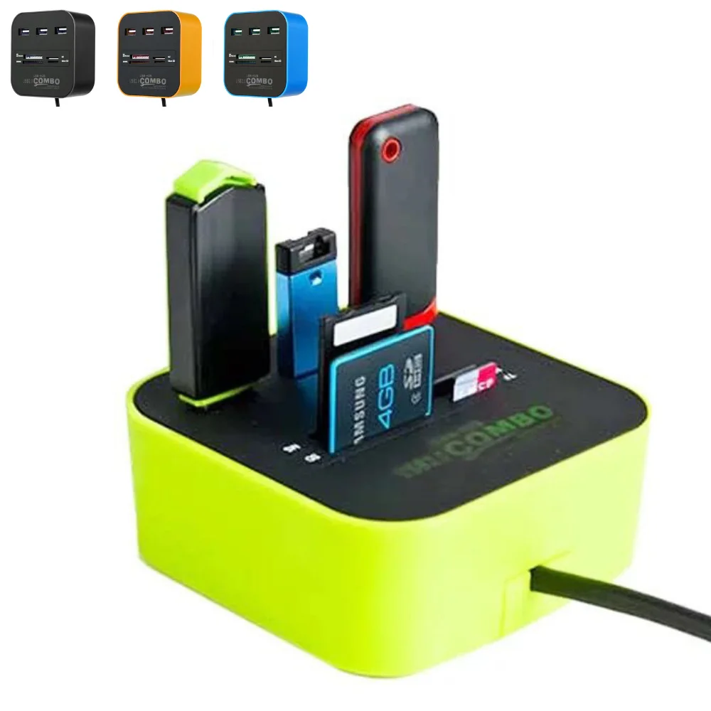 Мульти usb-хаб 2,0 высокоскоростной разветвитель 3 порта TF SD карта Pc Mac передача данных