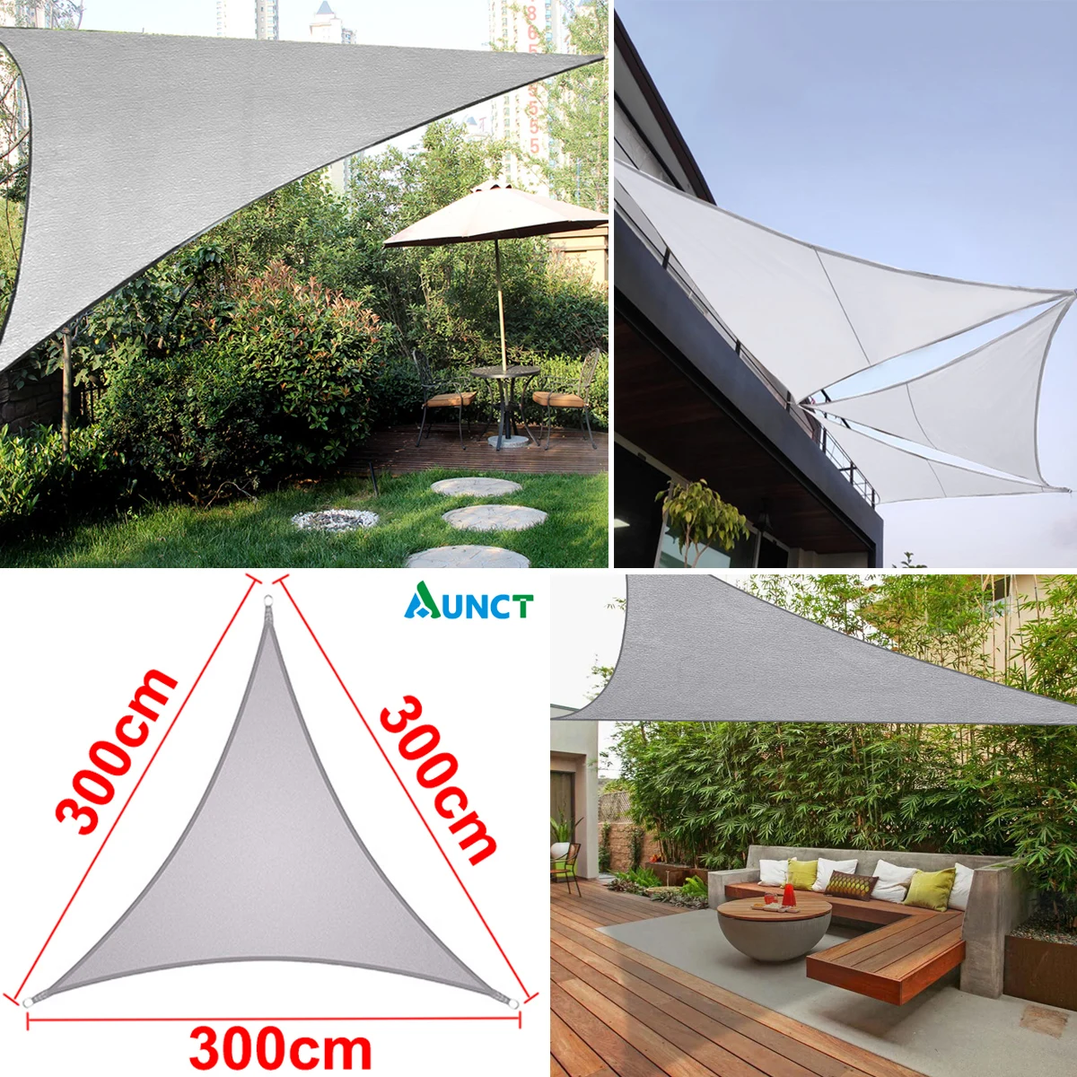 

3x3x3M Triangle Grey Awnings Outdoor Waterproof Shade Sail UV Protection Oxford Sun shade gazebo garden swimming Hiking YARD