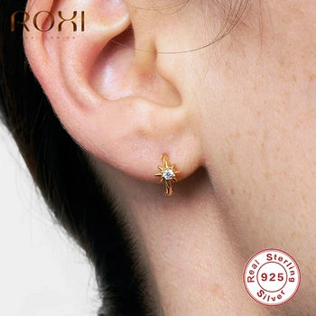 

ROXI Minimalism Star Zircon Crystals Hoop Earrings for Women Jewelry Wedding Earrings Cartilage 925 Sterling Silver Pendientes
