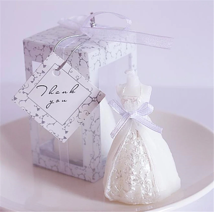 1PC White Wedding Bride Dress Shape Design Candle,Elegant Bridal Boxed Candles Valentine's Day Wedding Party Surprise Decor Gift
