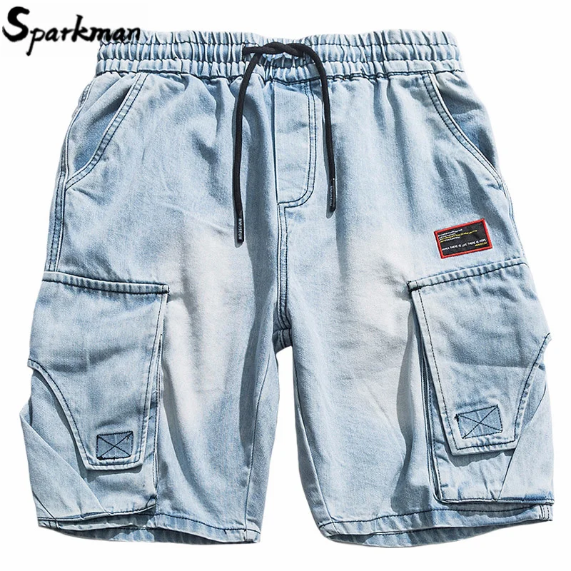 Хип-хоп джинсовые шорты мужские Harajuku Карго короткие трико для мужчин короткие уличная Летняя джинсовая ткань оверсайз-Шорты карманы хлопок