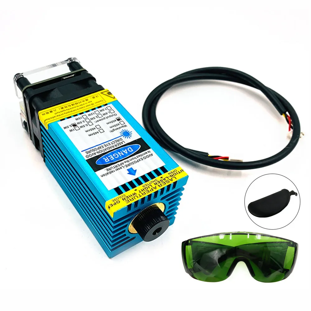 

5.5w 450nm Focusing Blue Laser Module Laser Engraving And Cutting TTL Module 5500mw Laser Can Engrave On Wood