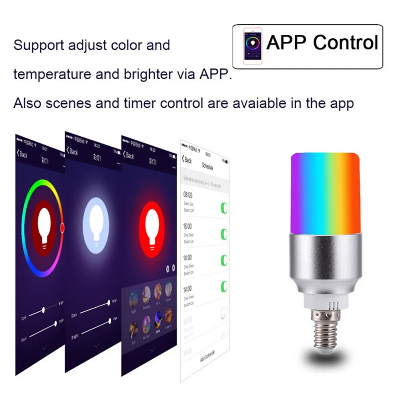 E27/B22/E14 WiFi умный светильник RGB многоцветный 6 Вт затемняющий светодиодный светильник совместим с Alexa Google home управление через приложение smart life