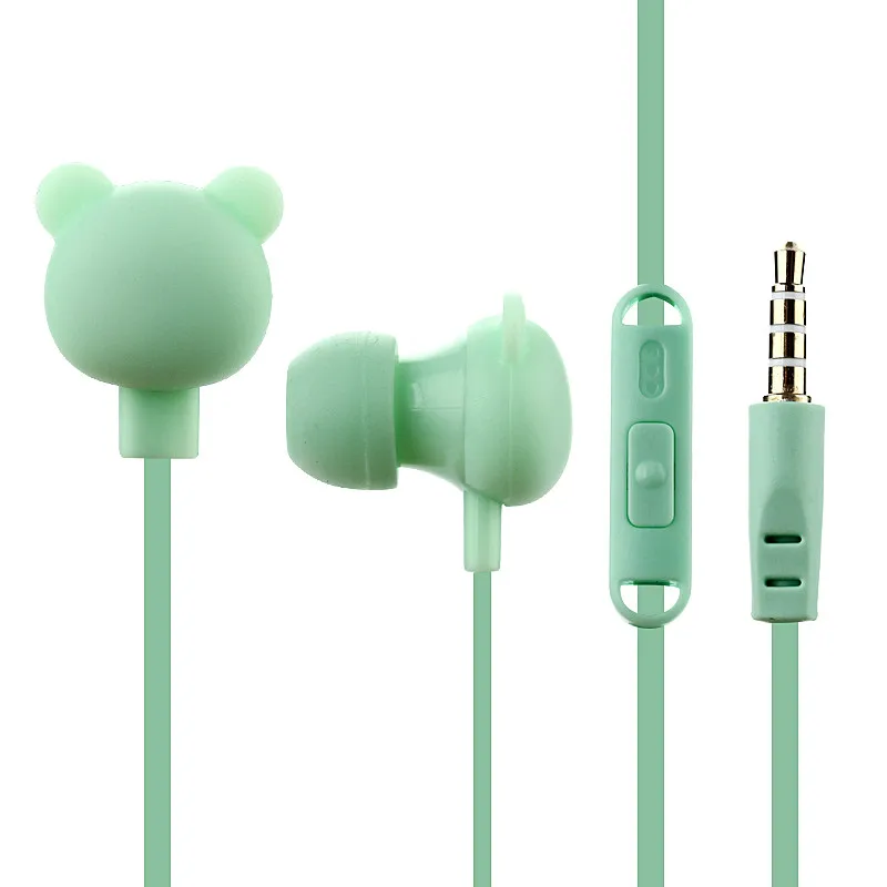 Colorful Cartoon Cute Earphone Studio with Mic Button Remote Bear Earphone for iPhone Samsung Huawei xiaomi Birthday Gift
