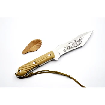 

Dropship ABS Handle Camping Knife 5cr15 Steel Fixed Blade Diving KnifeOutdoor Hunting knives tactical With Nylon Knife Set