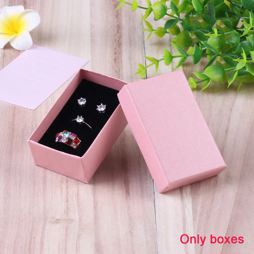 24 шт. коробка для ювелирных изделий подарок на день рождения путешествия прямоугольник картонное ожерелье Мини Портативный Дисплей Органайзер кольца чехол для хранения - Цвет: Pink