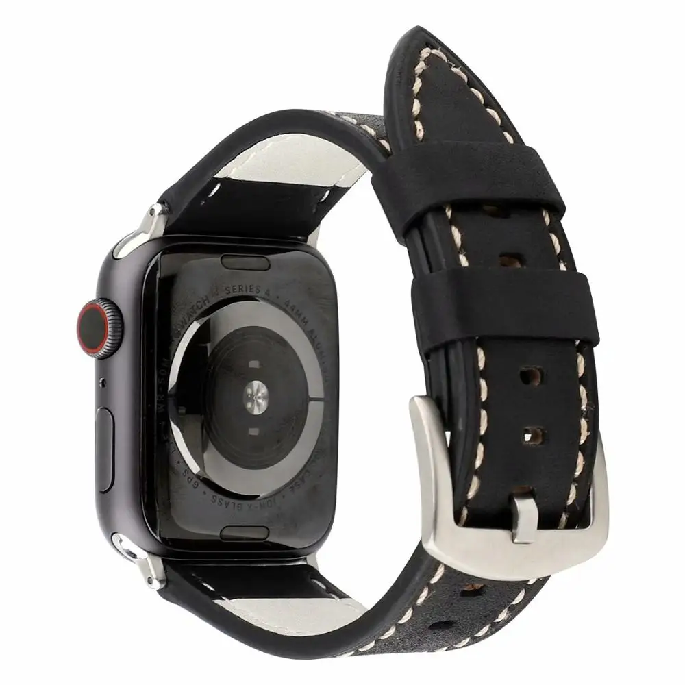 Ремешок для apple watch ремешок из натуральной Кожаный ремешок 38 мм 40 мм 42 44 мм браслет для наручных часов iwatch серии 5/4/3/2/1 браслет аксессуары