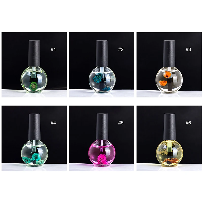 Dried Flowers Softener Nutritional Cuticle Oil Nail Art Care Tools 6 Flavors for Protector Nails Tips Pedicure 15ml