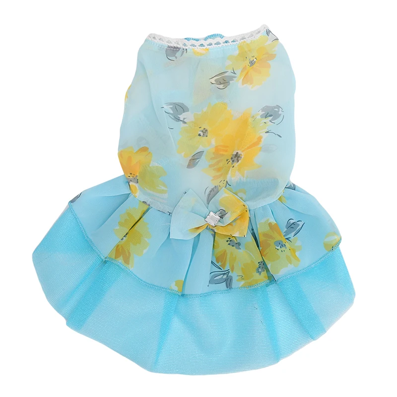 Платье для собак Vestidos для маленьких собак, летняя одежда для собак, чихуахуа, мопса, повседневная одежда с цветочным рисунком, одежда для щенков, кошек, свадебные платья для собак