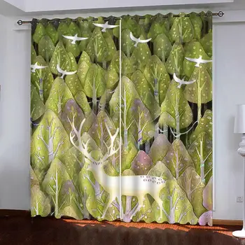 

green leaf curtains Customized 3d curtains new window balcony thickened windshield blackout curtains